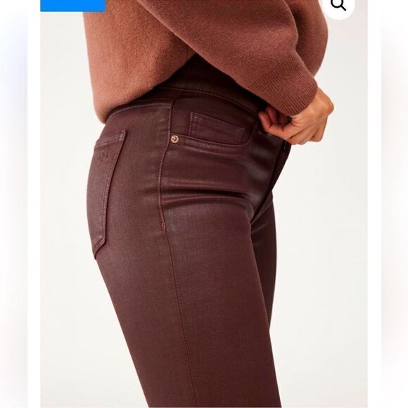DL1961 Florence Instasculpt Coated Skinny Ankle Jeans in London Merlot 27 - Picture 2 of 7